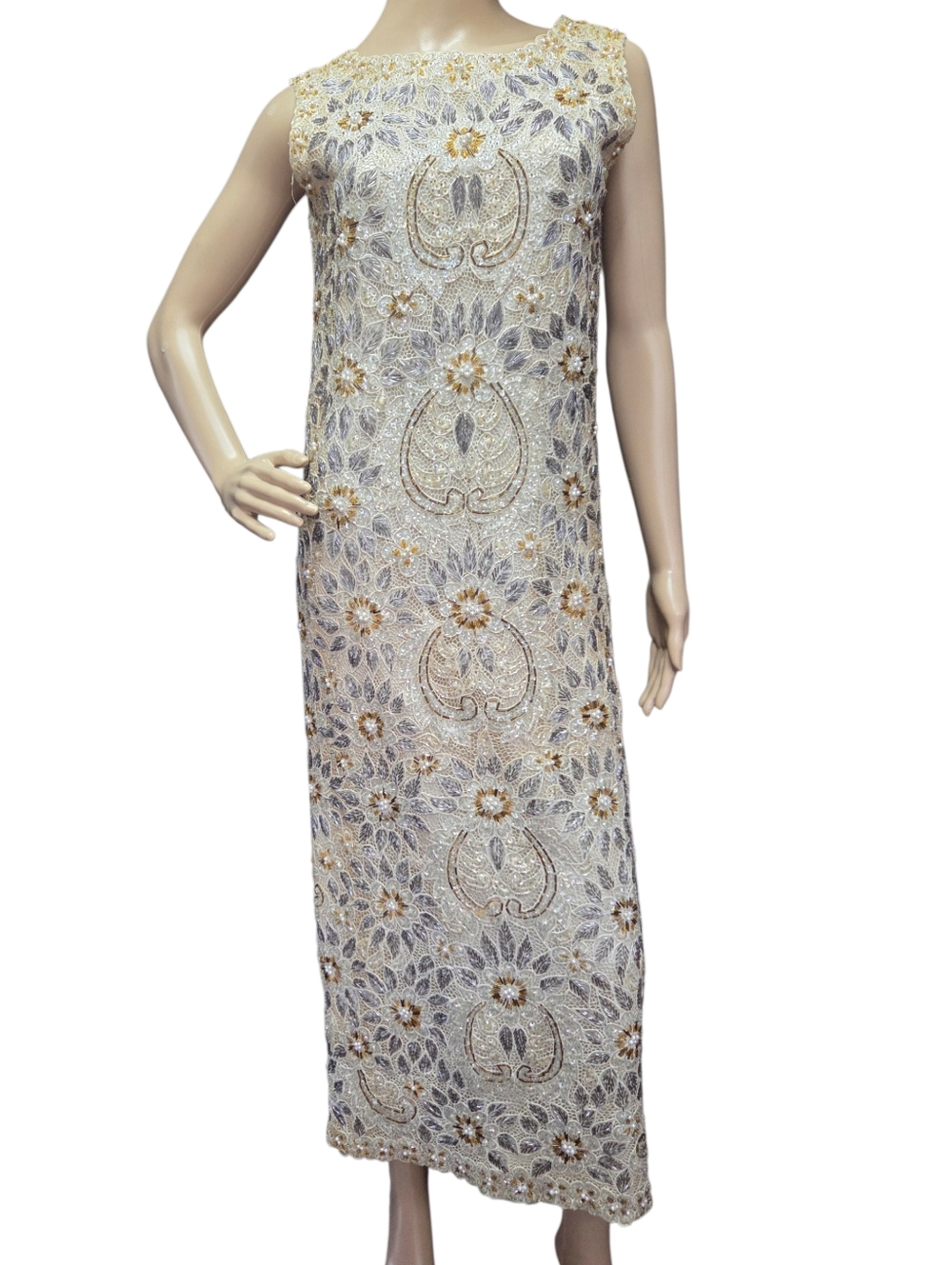 Vintage Heavily Beaded Gown 1970's Xsmall Small
